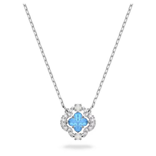 Dây Chuyền Swarovski Sparkling Dance Necklace Clover, Blue, Rhodium Plated 5642927 Màu Bạc