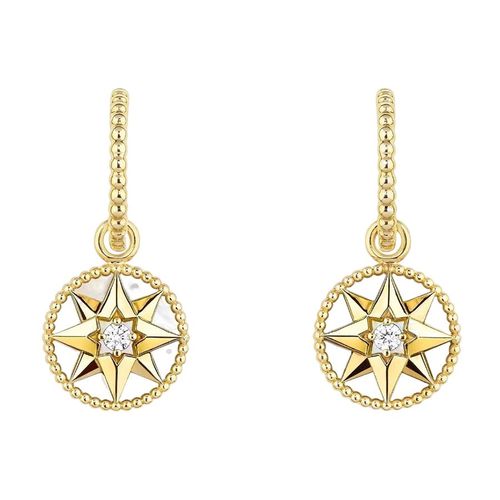 Khuyên Tai Dior Rose Des Vents Earrings Yellow Gold, Diamonds And Mother-Of-Pearl Màu Vàng Gold (Chế Tác)