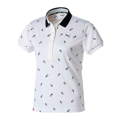 Áo Golf Nữ Puma Golf 3D Logo AOP Short Sleeve Polo Shirt Màu Trắng Size S