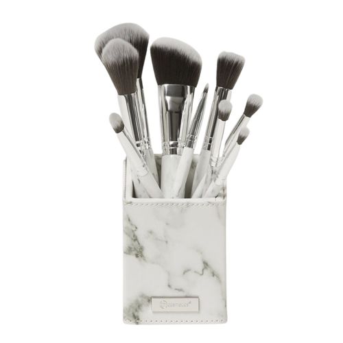 Bộ Cọ Trang Điểm Kèm Hộp BH Cosmetics White Marble Brush Set With Angeled Brush Holder