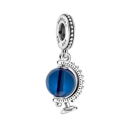 Hạt Vòng Charm Pandora Globe Sterling Silver Dangle With Moonlight Blue Crystal 799430C01 Màu Xanh Blue