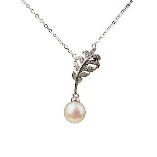 Mặt Dây Chuyền Nữ Minh Hà Pearl Jewelry Ngọc Trai Và Hình Lá Màu Bạc