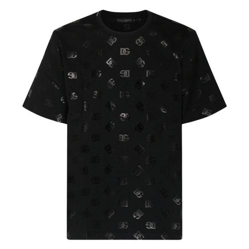 Áo Phông Nam Dolce & Gabbana D&G Black With DG Monogram Prtined Tshirt G8PO1T FUGK4 HNVAN Màu Đen