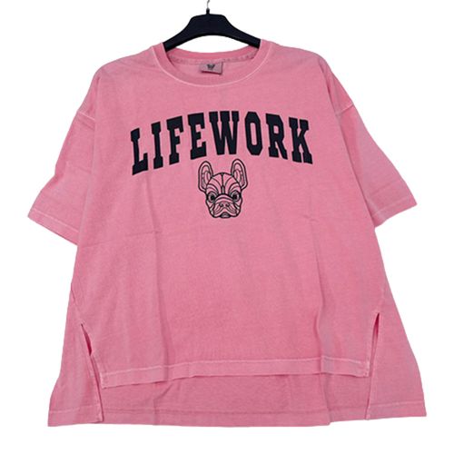 Áo Phông Nữ LifeWork Style Life Xẻ Tà Màu Hồng