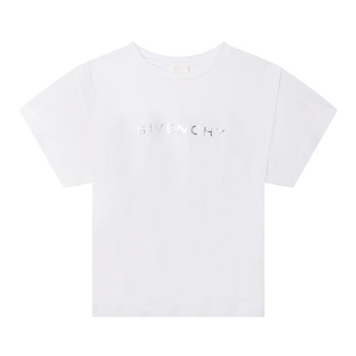Áo Phông Trẻ Em Givenchy White With Silver Logo Printed Tshirt H15276/10B/WHITE Màu Trắng