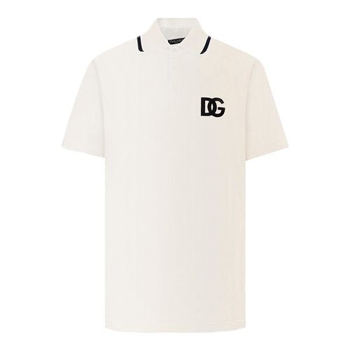 Áo Polo Nam Dolce & Gabbana D&G White Logo Embroidered G8PU6Z FU7EN W0111 Màu Trắng