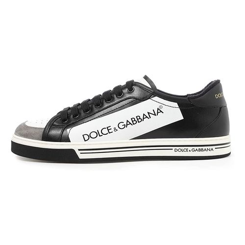 Giày Dolce & Gabbana D&G Men's Black Roma Trainers In Coated Canvas And Calfskin Size 38.5