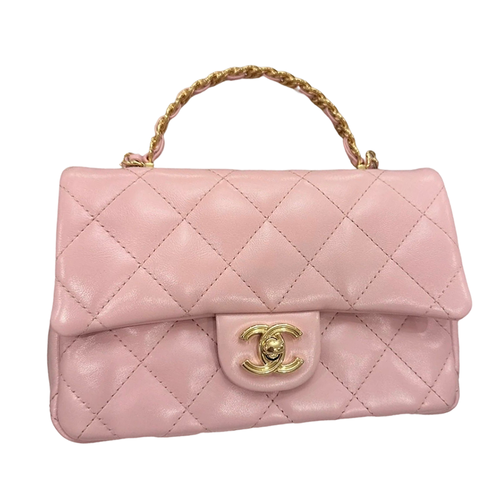 Túi Đeo Chéo Nữ Chanel Mini Handle Bag Pink Màu Hồng Nhạt