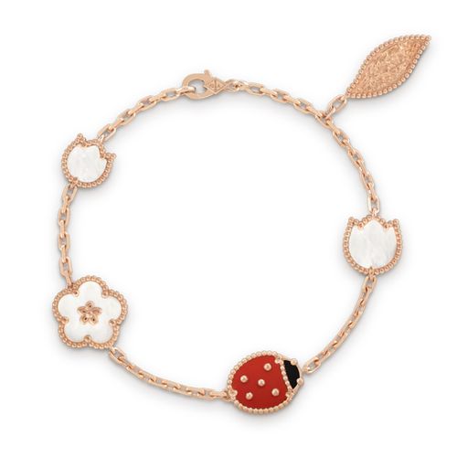 Vòng Đeo Tay Nữ Van Cleef & Arpels Lucky Spring Bracelet, 5 Motifs Màu Vàng Hồng (Chế Tác)