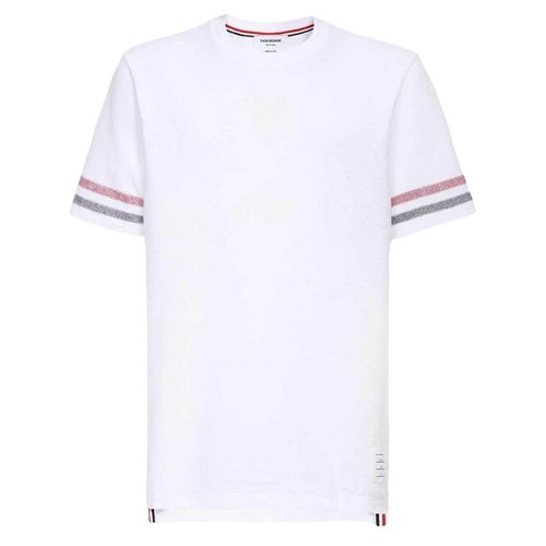 Áo Phông Nam Thom Browne White RWB Stripe Printed Tshirt MJS204A J0046 100 Màu Trắng