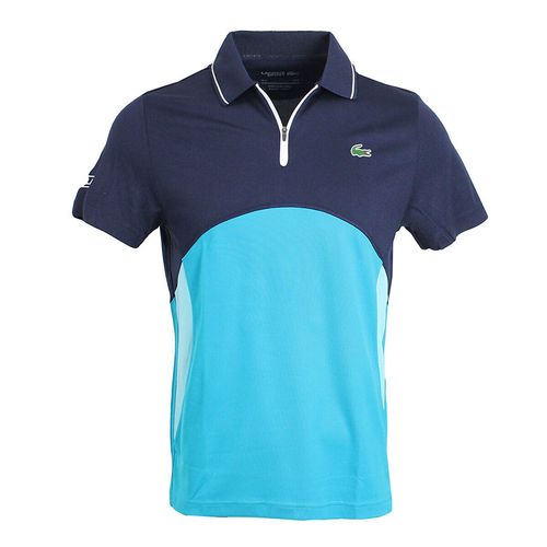 Áo Polo Nam Lacoste Men's Sport Ultra-Dry Piqué Zip Tennis Shirt DH4747 Phối Màu Xanh Size S