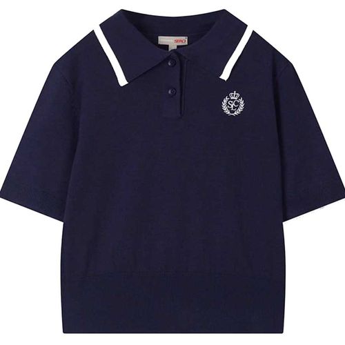 Áo Polo Nữ Spao Embroidery Collar Short Sleeve Knit_SPKWD25G02 Màu Xanh Navy Size S