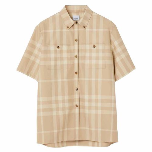 Áo Sơ Mi Nam Burberry Check-Pattern Cotton Shirt Màu Be Kẻ