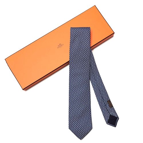 Cà Vạt Nam Hermès Cravate H Màu Xanh Trắng