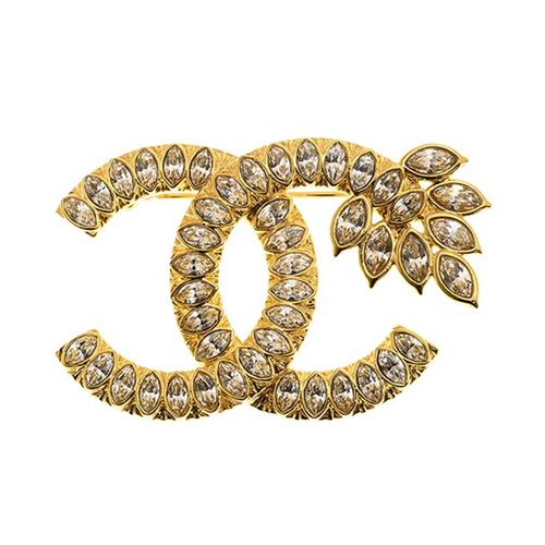 Cài Áo Nữ Chanel CC Brooch AB9478 GP Gold Metal Màu Vàng Trắng