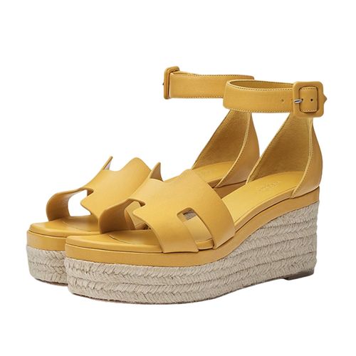 Dép Sandal Nữ Hermès Elda espadrille Màu Vàng Size 37