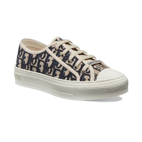 Giày Sneaker Dior Walk'nDior Sneaker Deep Blue Dior Oblique Embroidered Cotton KCK211OBE_S56B Màu Be