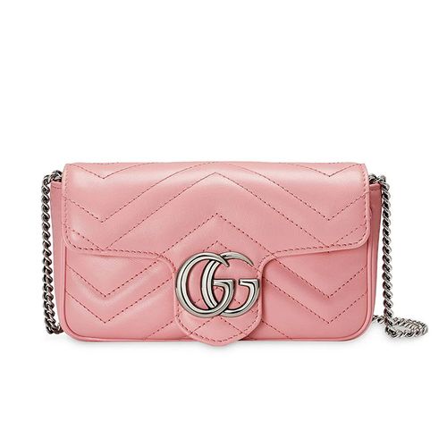 Túi Đeo Chéo Nữ Gucci GG Marmont Matelassé Leather Super Mini Bag Màu Hồng