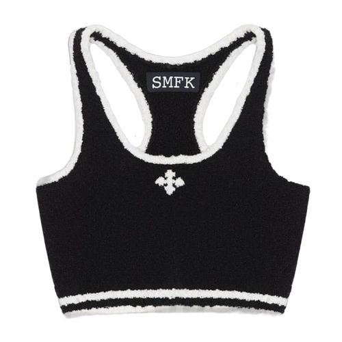 Áo Ngực Nữ SMFK Tank Top Black Knitted With Vintage Logo UTK06BW Màu Đen