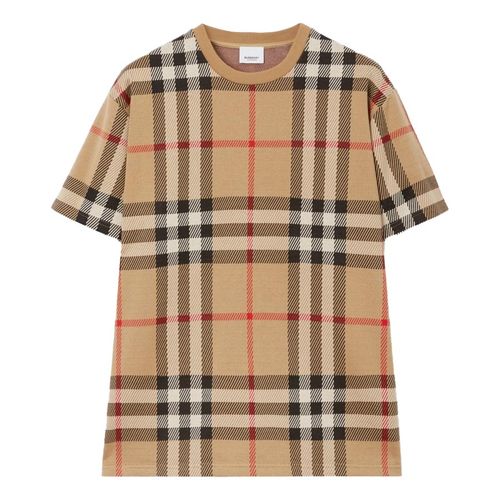 Áo Phông Nam Burberry Check Cotton Jacquard T-shirt 80726651 Màu Be Size XL