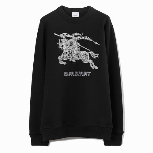 Áo Nỉ Nam Burberry Embroidered EKD Cotton Sweatshirt 80727771 Màu Đen Size XS