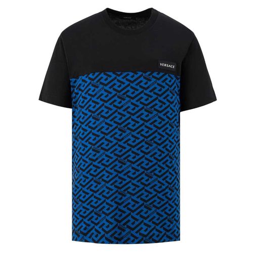 Áo Phông Nam Versace With La Greca Pattern Printed Tshirt 1008327 1A05962 Màu Xanh Đen