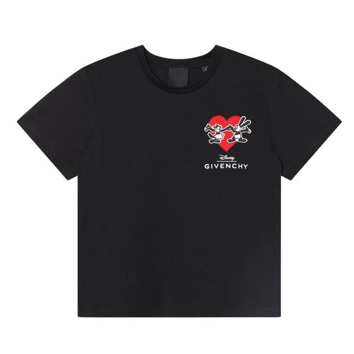 Áo Phông Nữ Givenchy Black Disney Heart Logo Embroidered Tshirt H1536509B Màu Đen