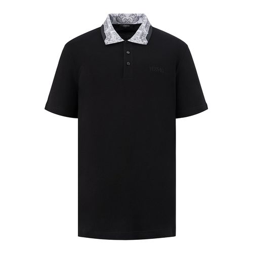 Áo Polo Nam Versace Logo Embroidered Pattern Shirt 1012260 1A08837 Màu Đen/Xám Size XS