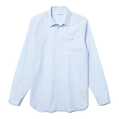 Áo Sơ Mi Nam Lacoste Men's Regular Fit Checkered Premium Cotton Poplin Shirt CH2974-00-F6Z Màu Xanh Blue Size 40