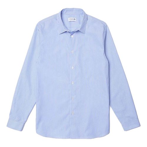 Áo Sơ Mi Nam Lacoste Men's Regular Fit Striped Cotton Poplin Shirt CH2948-00-F6Z Màu Xanh Blue Size 39