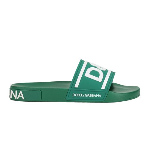 Dép Dolce & Gabbana D&G Rubber Beachwear Slides With DG Logo CS1991AQ8588B605 Màu Xanh Lá Size 40