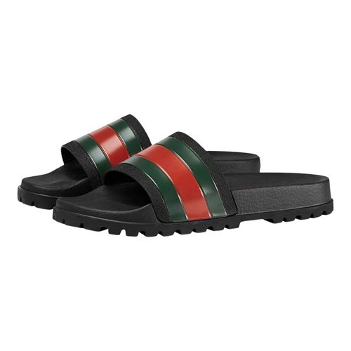Dép Nam Gucci Men's Web Rubber Slide Sandal 429469GIB101098 Màu Đen Size 8
