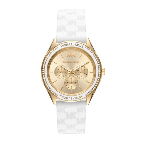 Đồng Hồ Nữ Michael Kors Oversized Jessa Silver-Tone And Embossed Silicone Watch MK7267 Màu Trắng