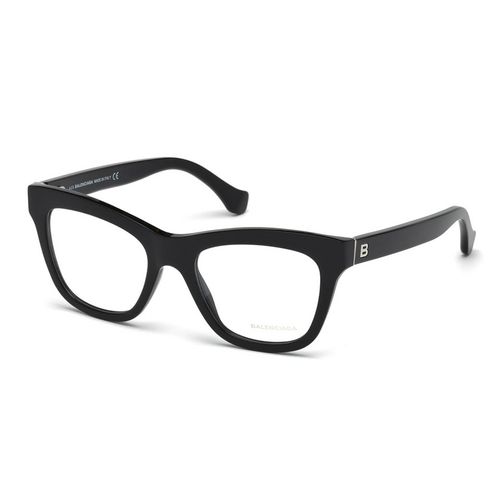 Kính Mắt Cận Balenciaga Shiny Black Rectangle Eyeglasses BA5067 001 Màu Đen