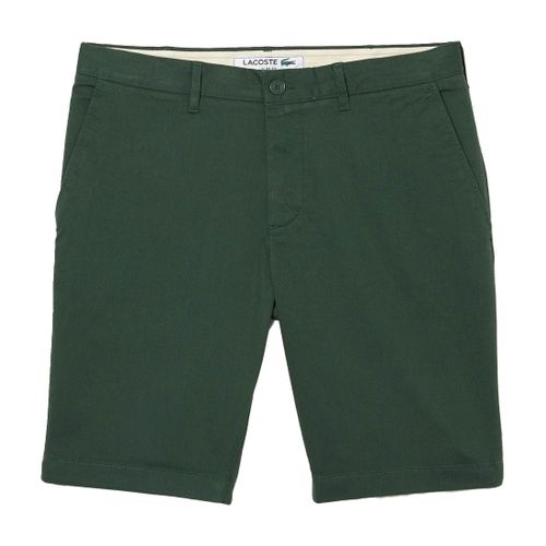 Quần Short Nam Lacoste Men's Slim Fit Stretch Cotton Bermuda Shorts FH2647-00-5HX Màu Xanh Green Size 40/32