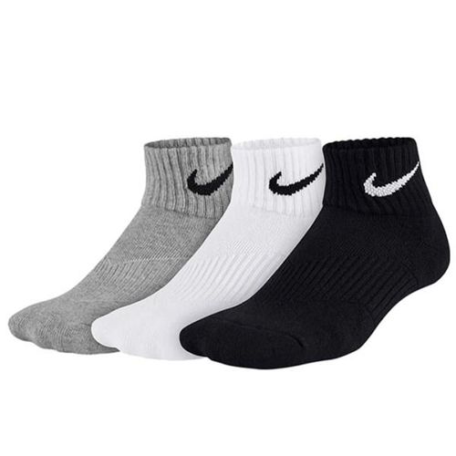 Set 3 Đôi Tất Nike Youth Socks Cin Cush No Show SX4722-967 (Đen-Trắng-Xám)  Size  21-23cm