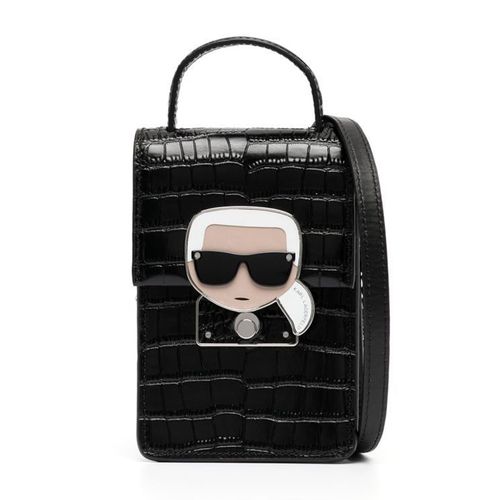 Túi Đeo Chéo Nữ Karl Lagerfeld K/Ikonic Croco-Embossed Crossbody Bag Màu Đen