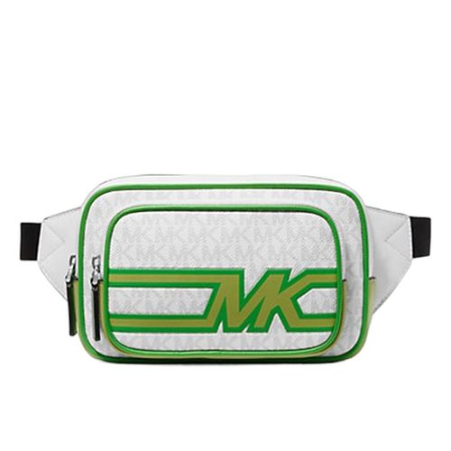 Túi Đeo Chéo Unisex Michael Kors MK Cooper Graphic Logo Sling Pack Palm Green 37S3LCOY7B Màu Trắng Xanh