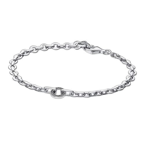 Vòng Đeo Tay Nữ Pandora Signature Pavé Bold Chain Bracelet 592777C01 Màu Bạc