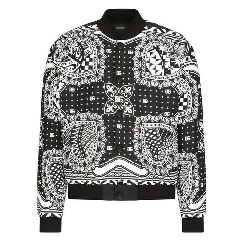 Áo Khoác Nam Dolce & Gabbana D&G Bandana Print Bomber Jacket G9YE7TFUM6XS9000 Màu Đen/Trắng