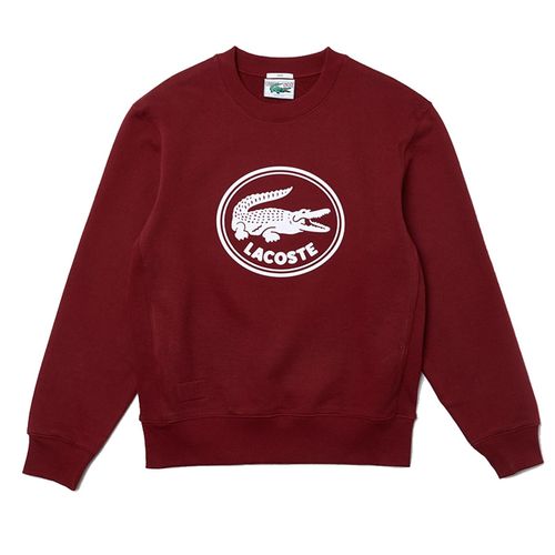 Áo Nỉ Unisex Lacoste 3D Logo Organic Cotton Fleece Sweatshirt SH7582-Z7F Màu Đỏ Đô Size XL