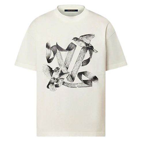 Áo Phông Nam Louis Vuitton LV Printed Cotton TShirt Màu Trắng Họa Tiết