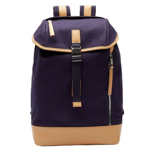 Balo Nam Lacoste Men's Leather Finishes Cotton Flap Backpack NH3129US Màu Xanh Navy