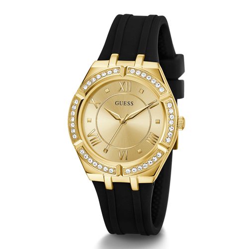 Đồng Hồ Nữ Guess Gold Tone Case Black Silicone Watch GW0034L1 Màu Đen/Vàng