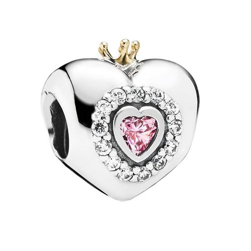 Hạt Vòng Charm Pandora Pink Princess Heart Charm 791375PCZ Màu Bạc