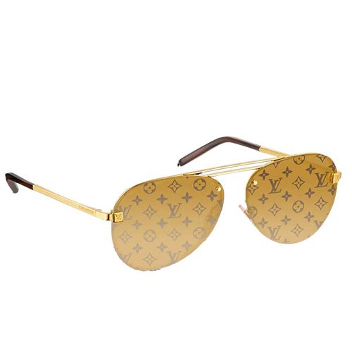 Kính Mát Nam Louis Vuitton LV Clockwise Sunglasses Gold Monogram Z1020W Màu Vàng Gold Size 60