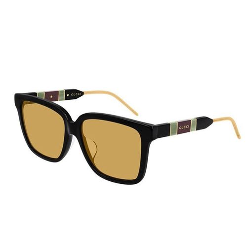 Kính Mát Nữ Gucci Solid Ocher Rectangular Ladies Sunglasses GG0599SK Màu Nâu Đen Size 56