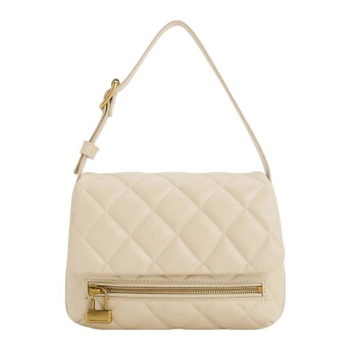 Túi Xách Nữ Charles & Keith CNK Swing Quilted Chain-Handle Bag CK2-20271238 Màu Be