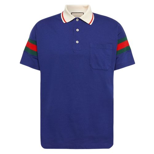 Áo Polo Nam Gucci With Pocket Polo Shirt 713997 Màu Xanh Blue Size L