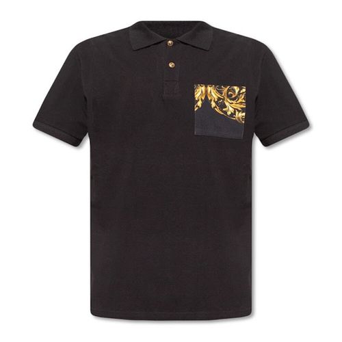 Áo Polo Nam Versace Jeans Couture Polo Shirt With Baroque Pattern 72GAG6BO Màu Đen Size S